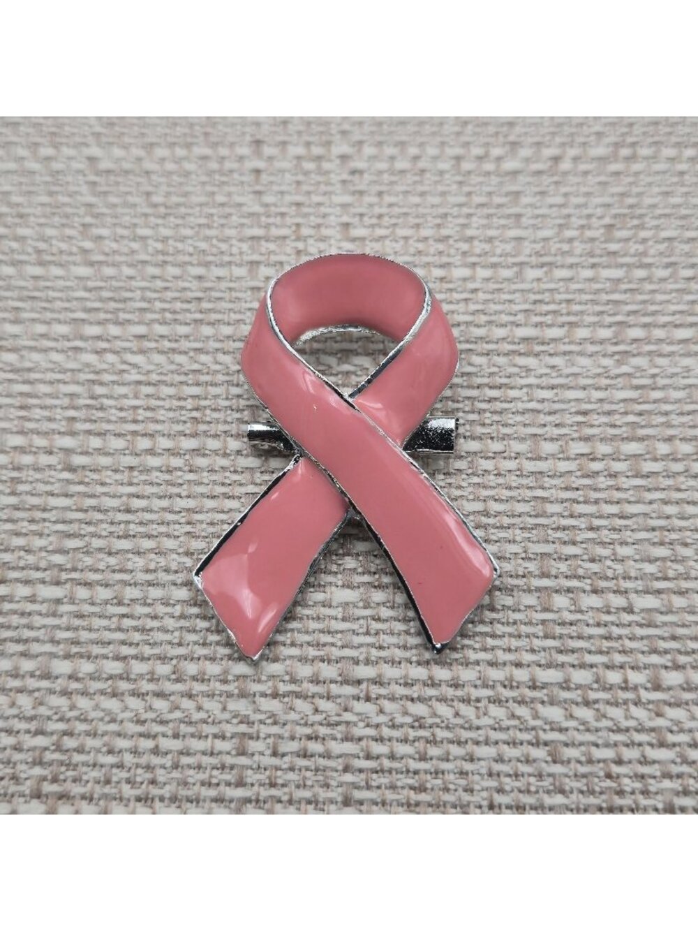 Large Pink Ribbon Breast Cancer Awareness Enamel Lapel Pin B1471